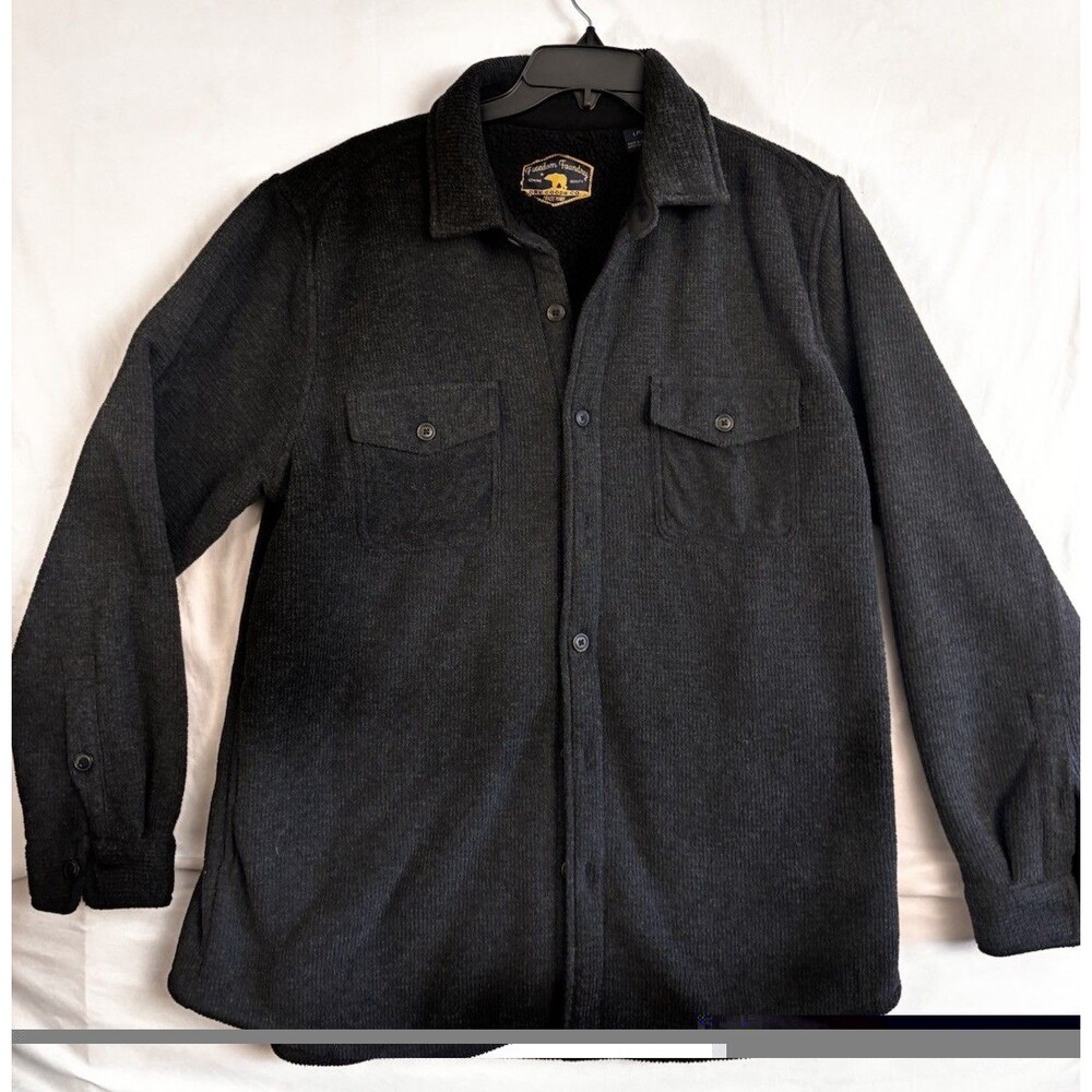 Freedom Foundry Jacket Shirt Mens M Gray Fleece Lined Button Up Heavy Soft